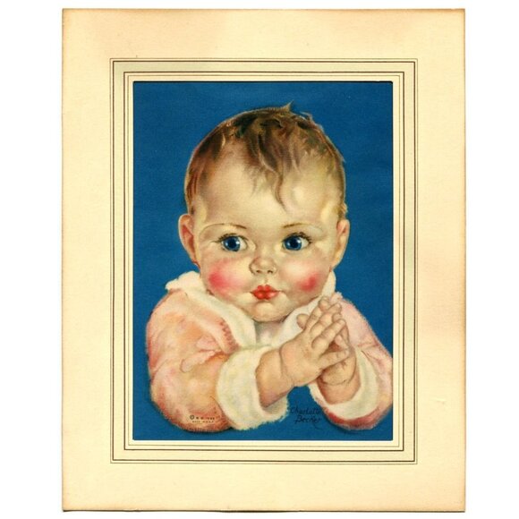Charlotte Becker Other - Now I Lay Me Baby Prayer Print – Vintage 1935 Charlotte Becker Lithograph – 8x10